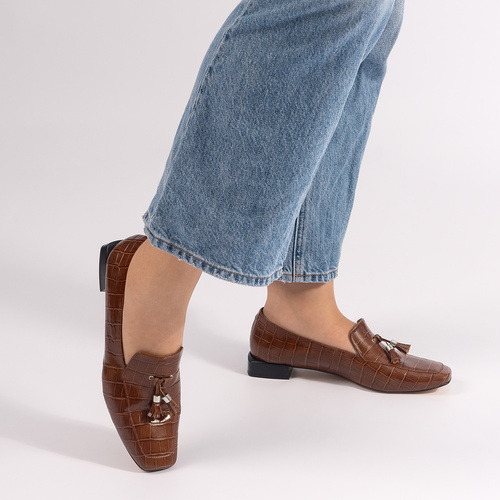 Loafer aus Leder in Saddle 