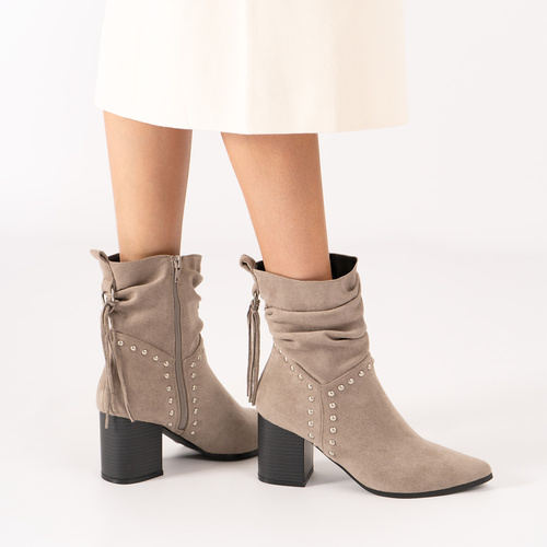 Grey faux suede cowboy high boots 