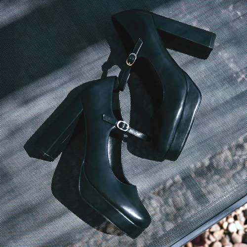 Heeled Mary Jane in soft black colour 