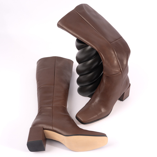 Botte montante en cuir Chocolat 