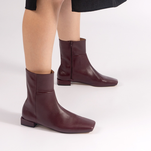 Bottine en cuir Bordeaux Femmes Petites pointures Femmes Grandes Pointures Femmes Collection exclusive en Cuir Femme Nouvelle collection Femmes Bottines Pointures Taille 32 Pointures Taille 33 Pointur...